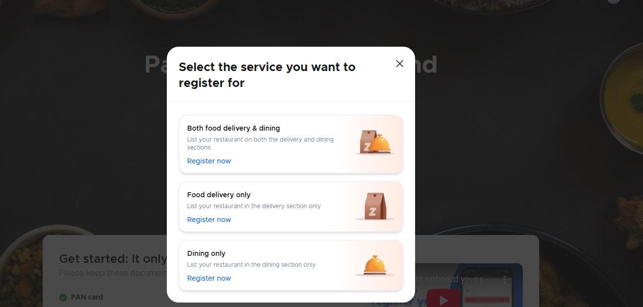 Apply for Zomato partner
