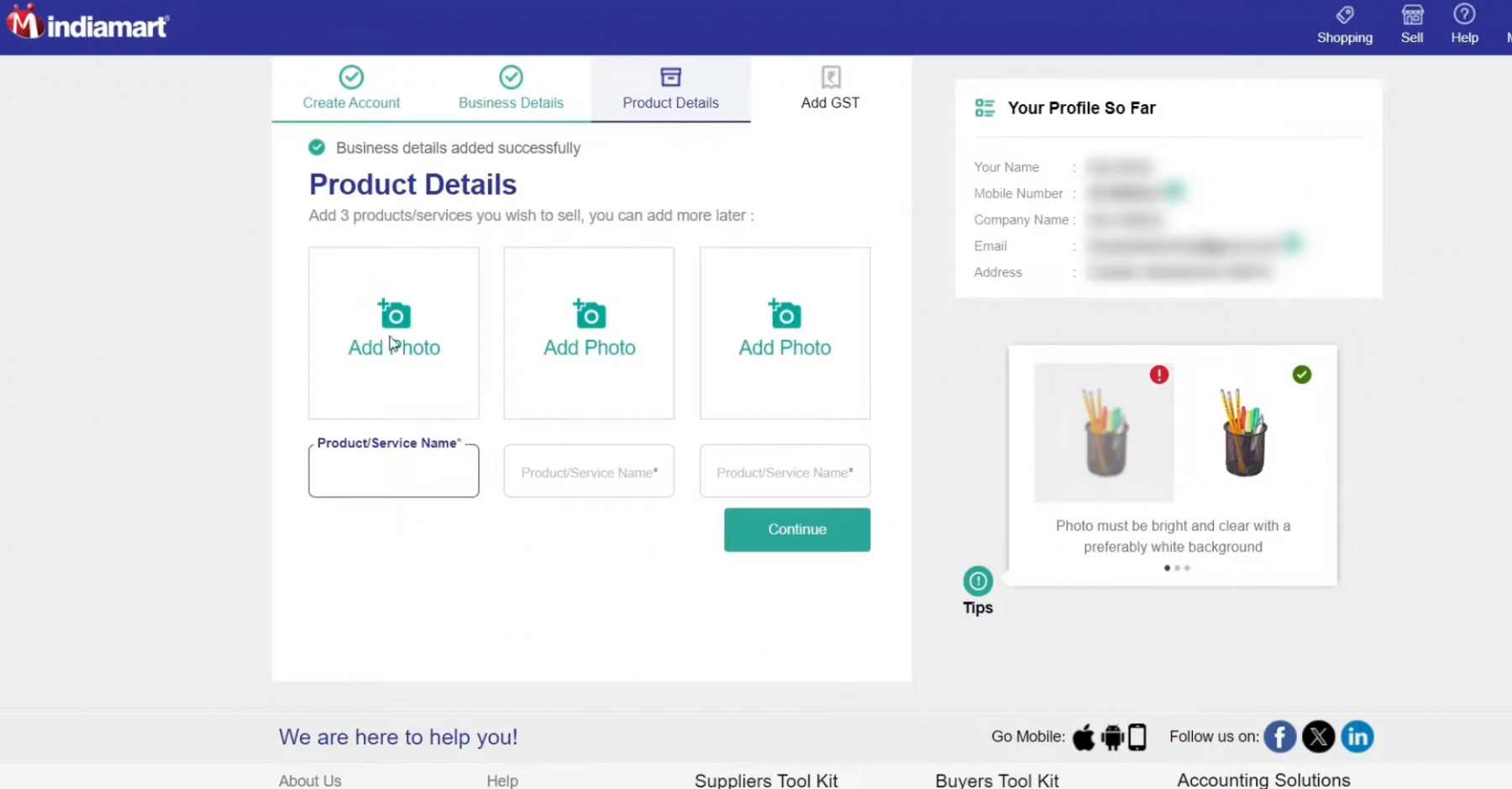 products list on Indiamart